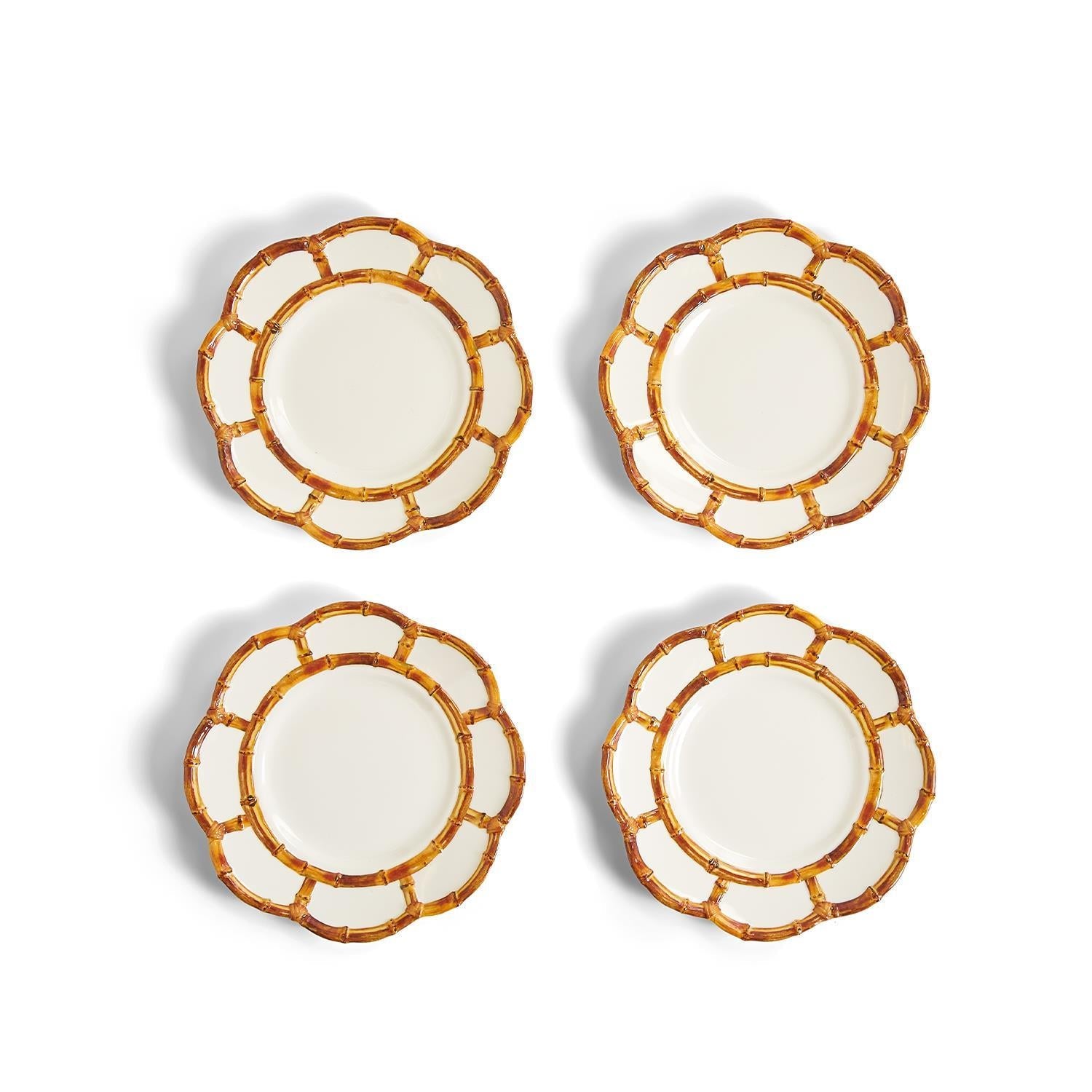 Bamboo Trim Salad / Dessert Plate (Set of 4)