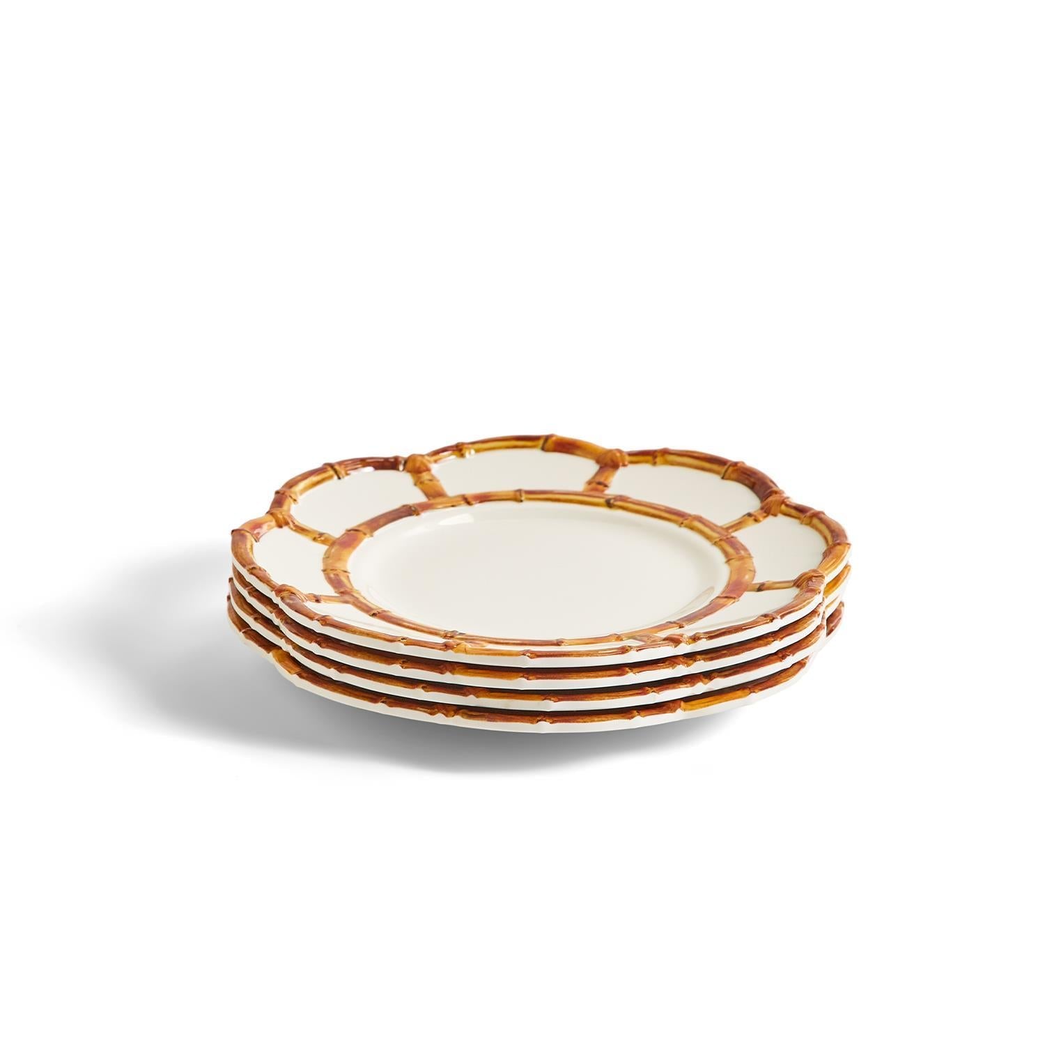 Bamboo Trim Salad / Dessert Plate (Set of 4)