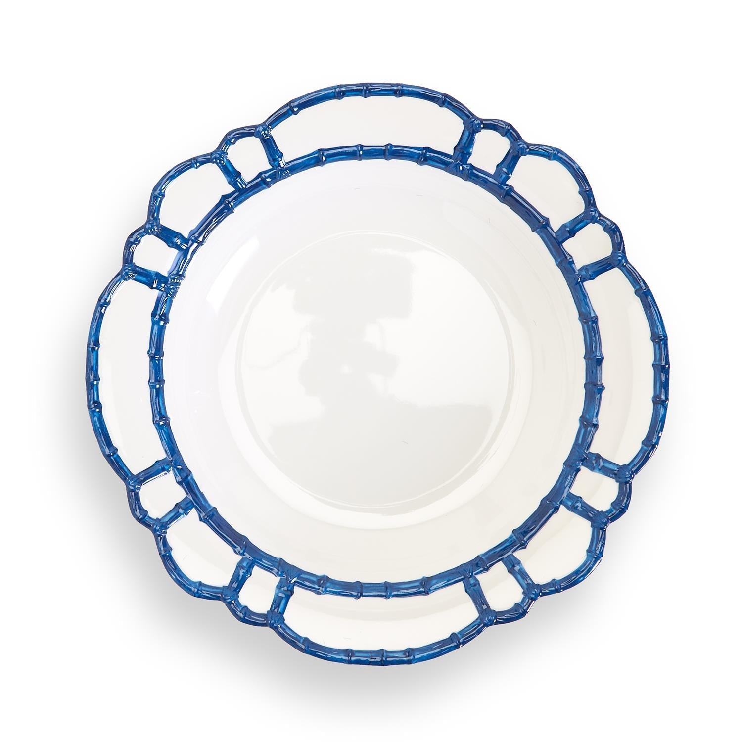 Blue Bamboo Trim Serving Bowl