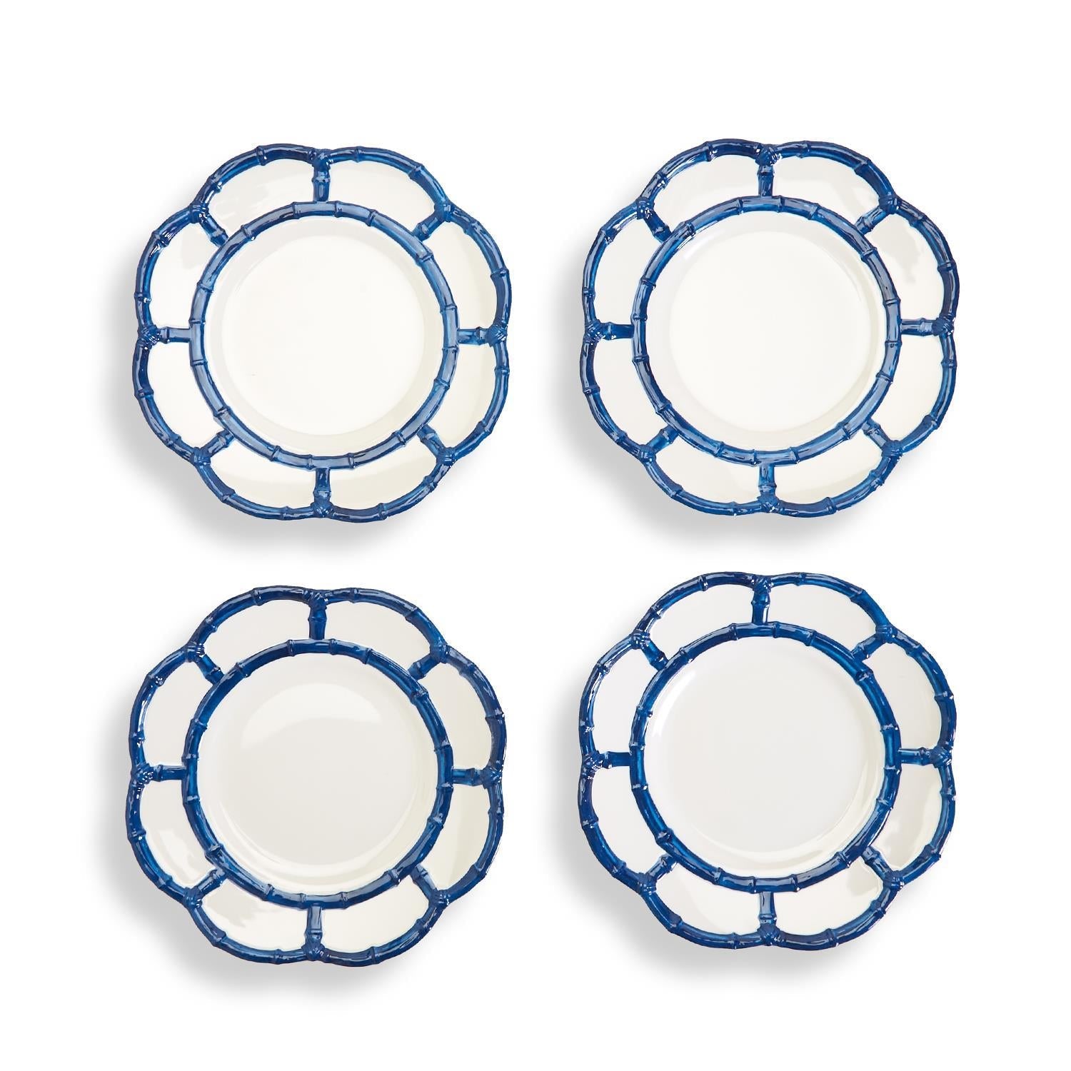 Blue Bamboo Trim Salad / Dessert Plates (Set of 4)