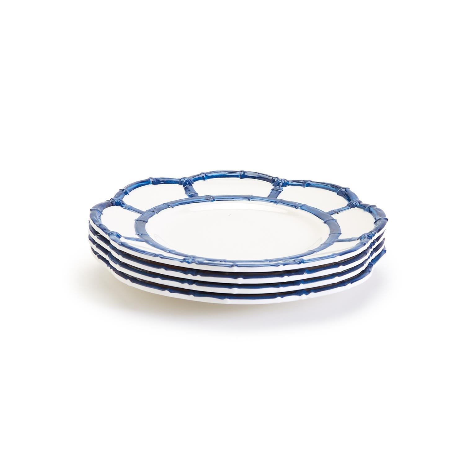 Blue Bamboo Trim Salad / Dessert Plates (Set of 4)