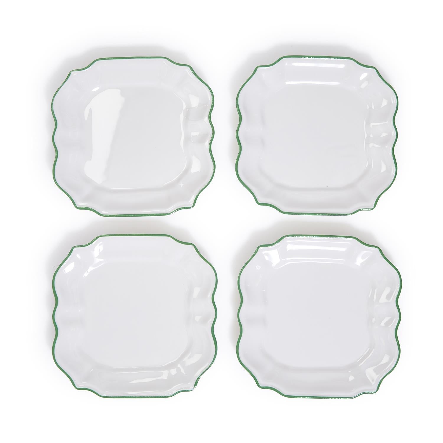 Garden Green Scalloped Appetizer & Salad Plates (Set of 4)