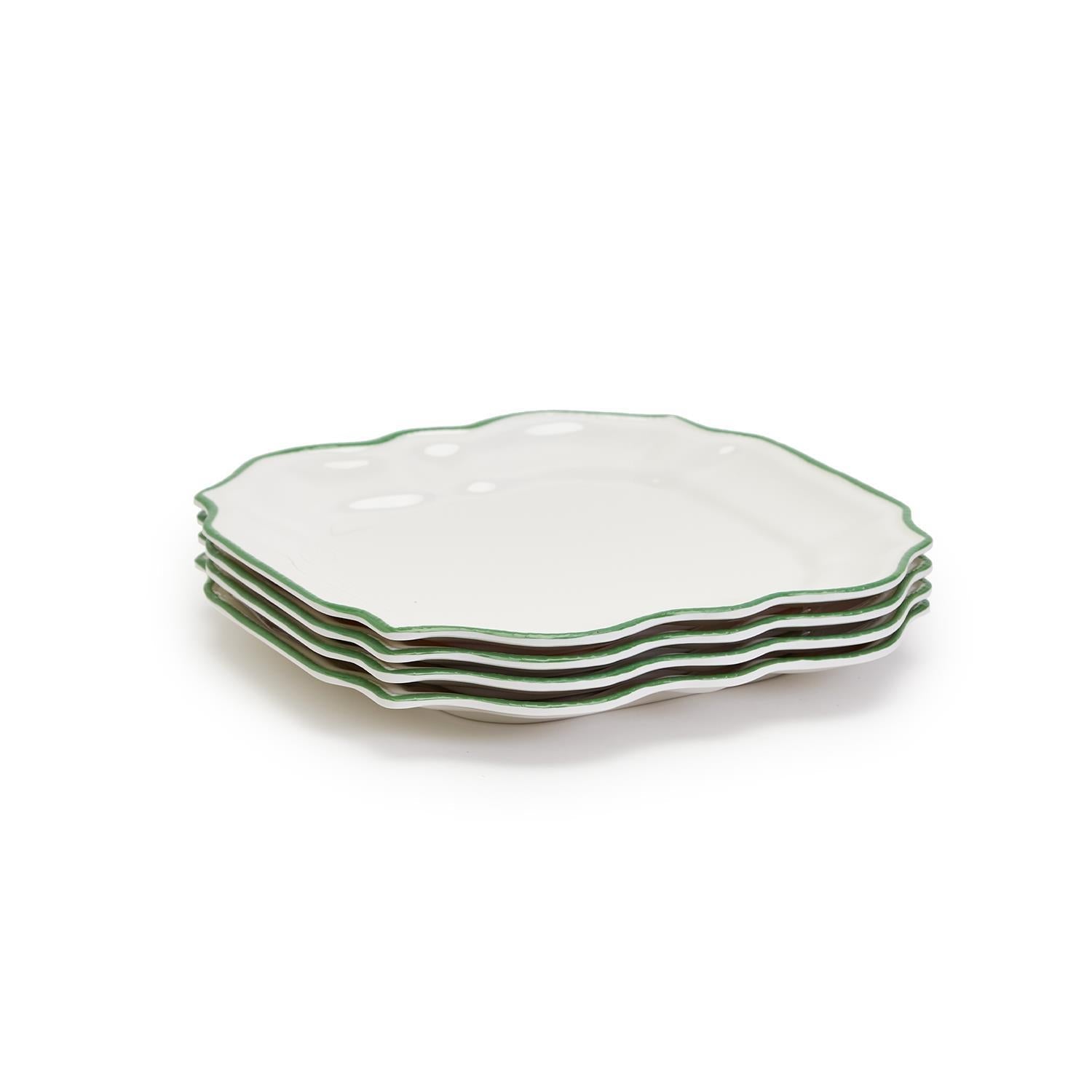Garden Green Scalloped Appetizer & Salad Plates (Set of 4)