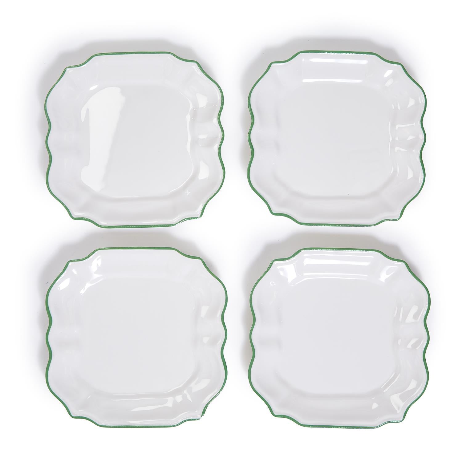 Garden Green Scalloped Dinner Plates (Set of 4)