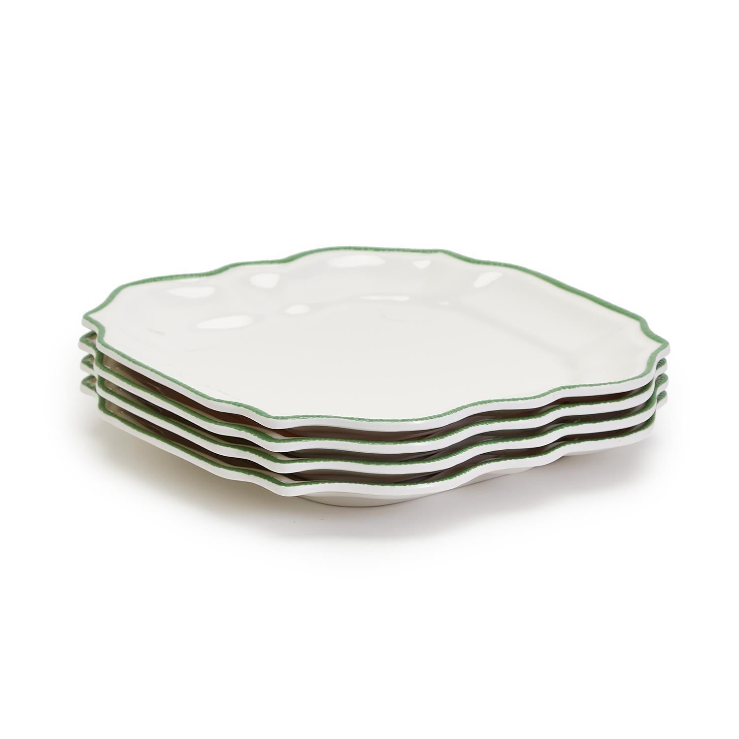 Garden Green Scalloped Dinner Plates (Set of 4)