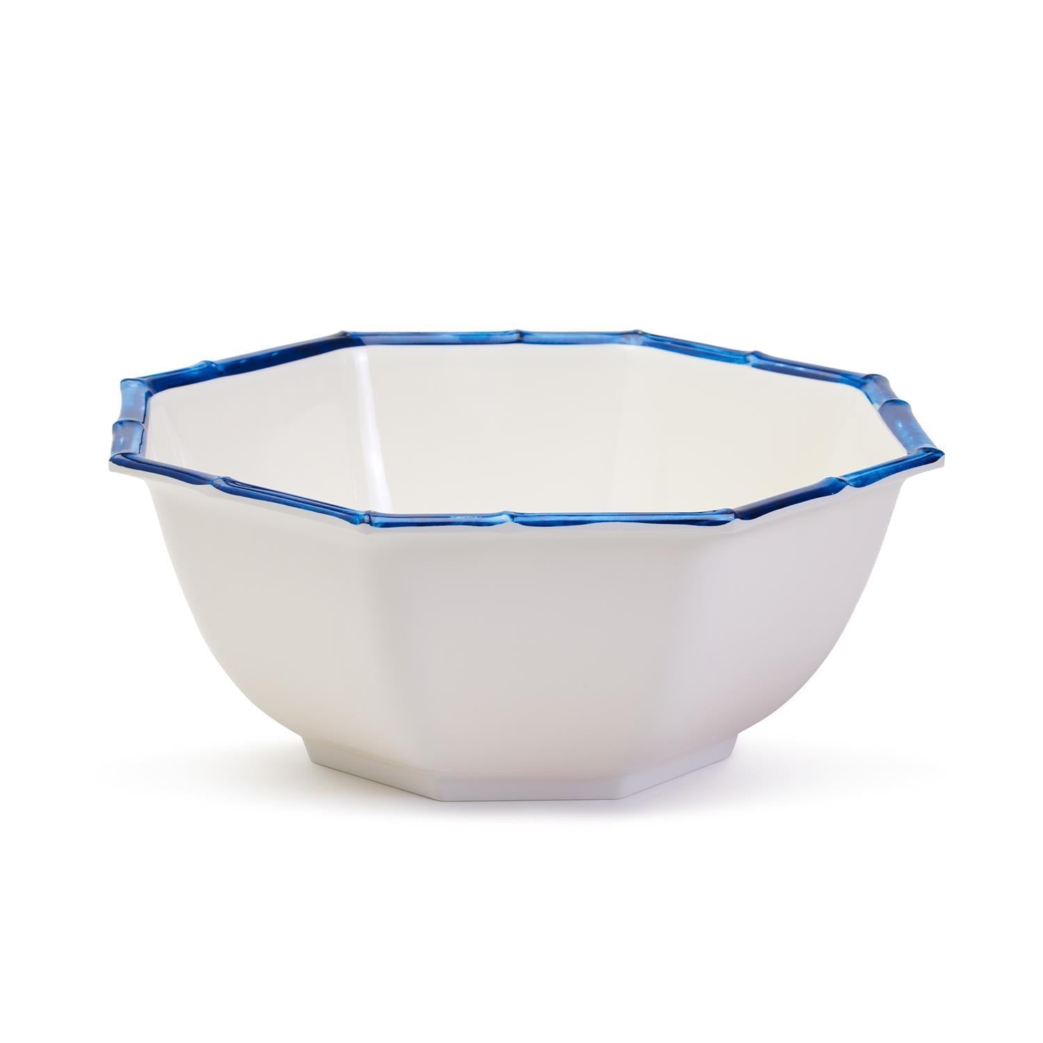 Blue Bamboo Trim Octagonal Serving Bowl