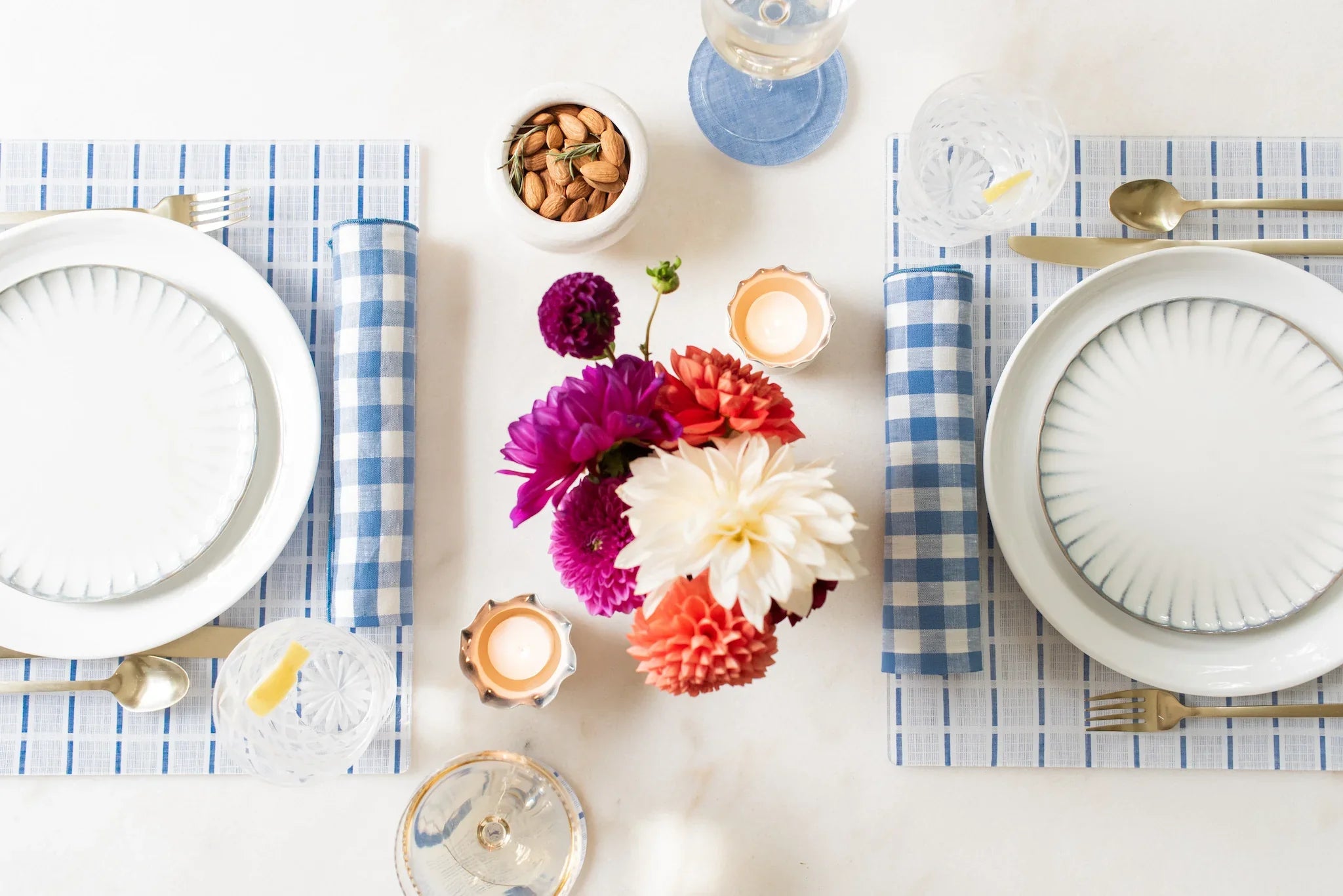 Blue Check Acrylic Placemats (Set of 4)