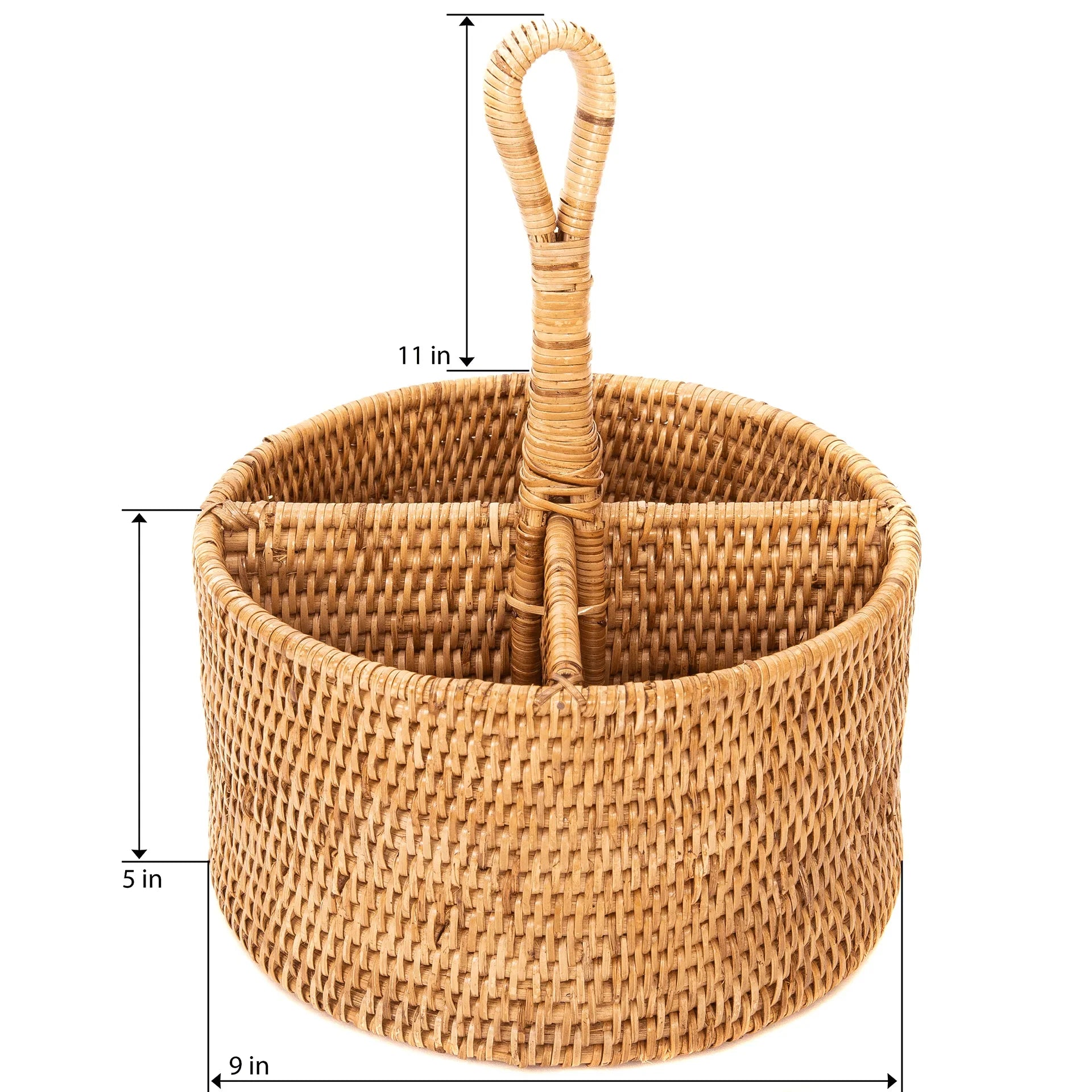 Rattan 4-Section Caddy or Cutlery Holder