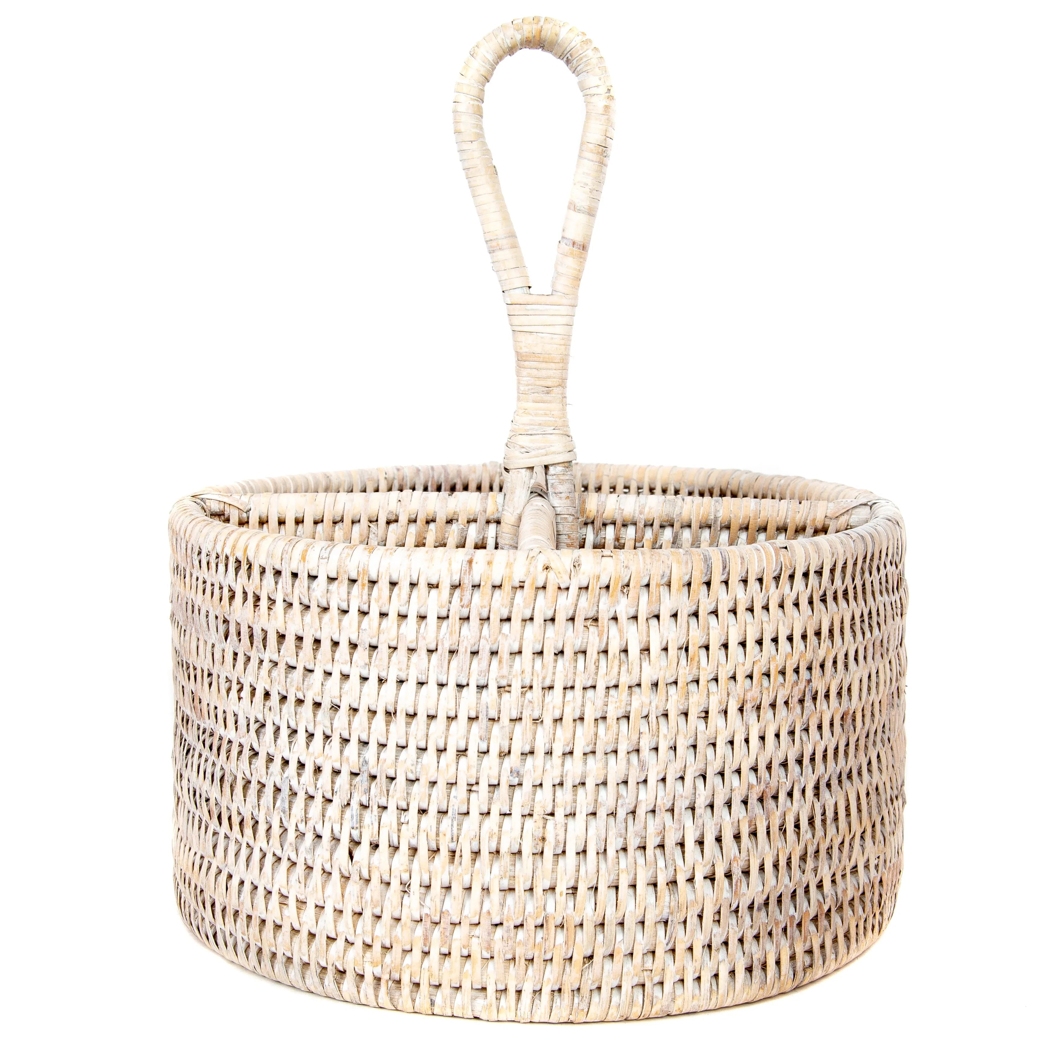 Rattan 4-Section Caddy or Cutlery Holder