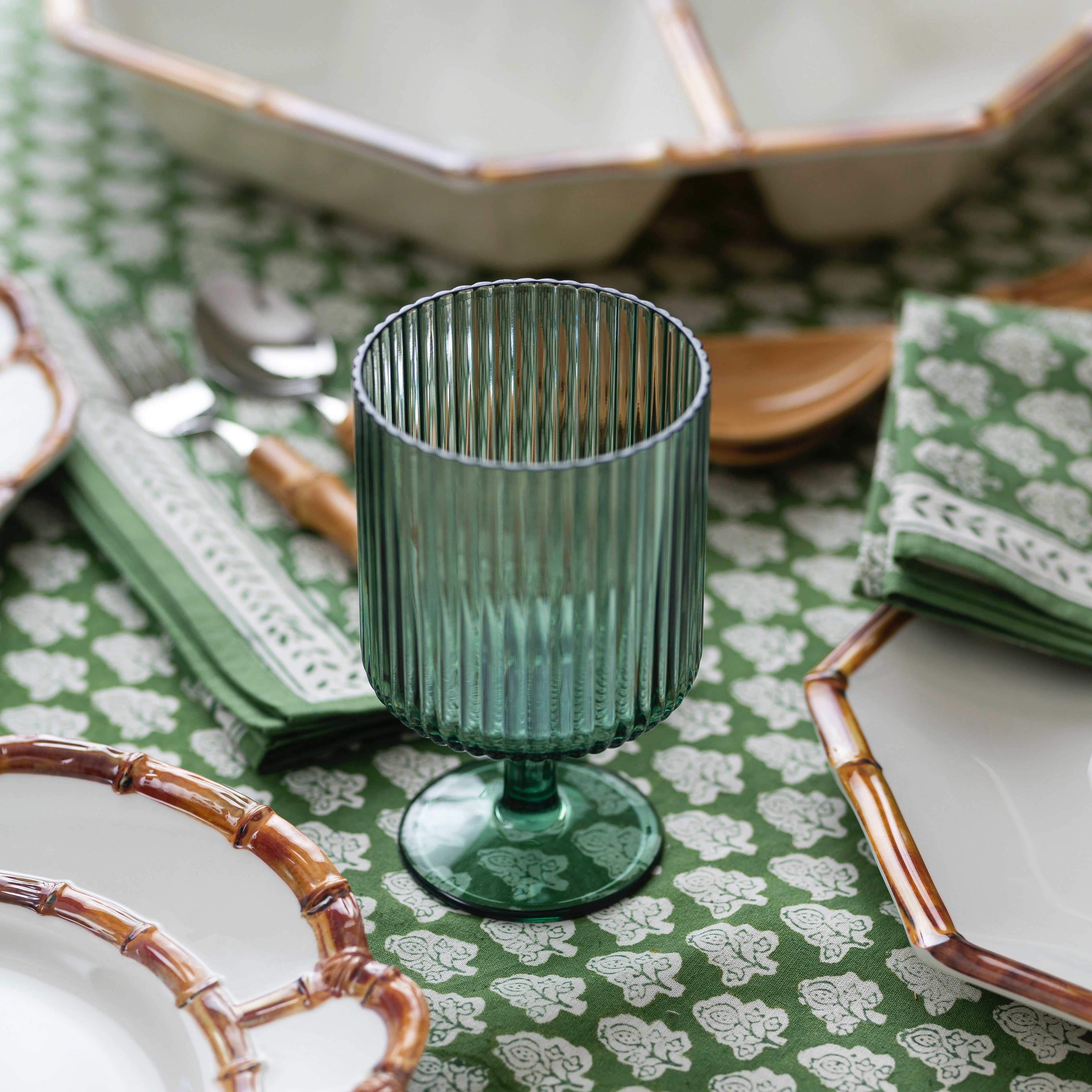 Fluted Stacking Acrylic Goblet, Sage (Set of 4)