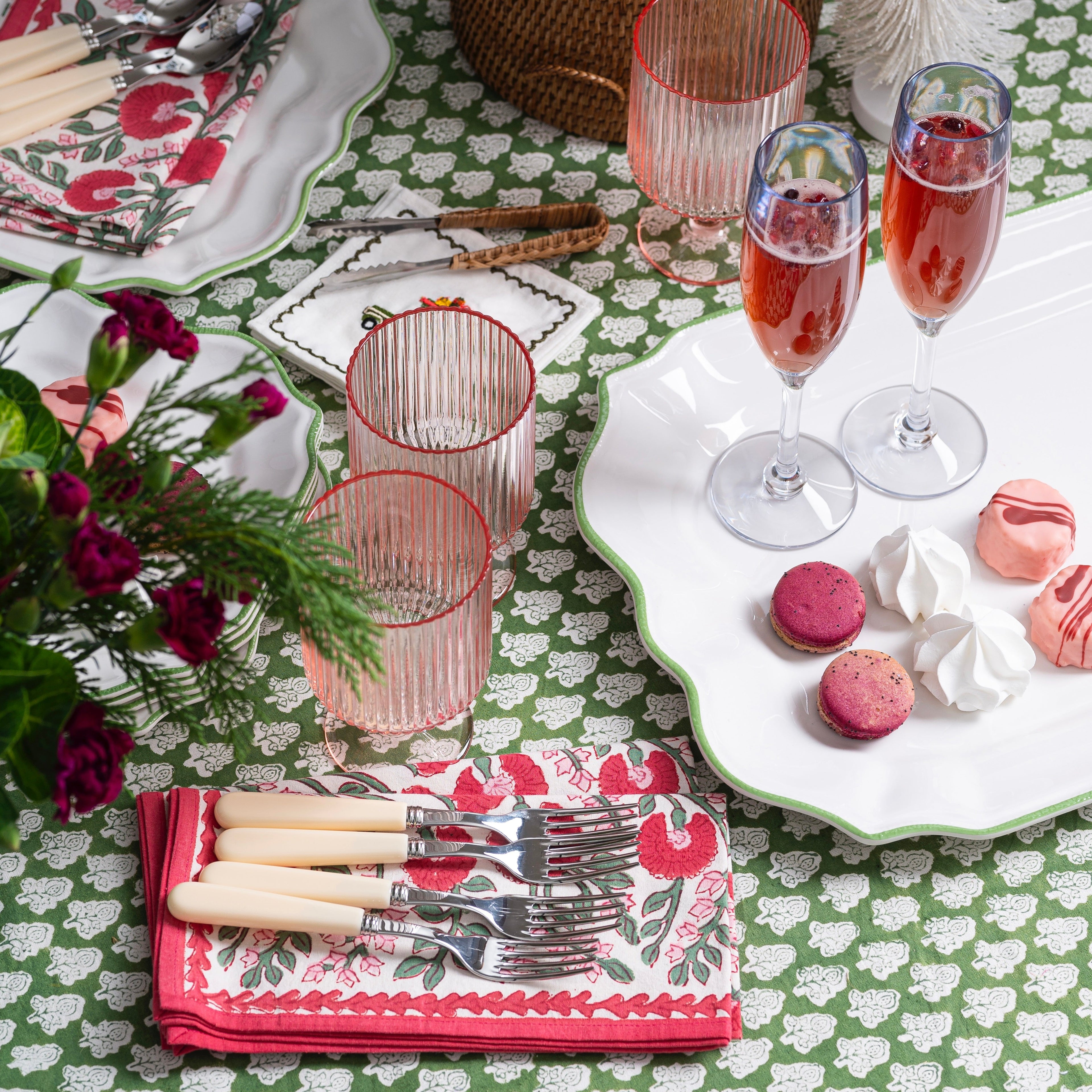 Fluted Stacking Acrylic Goblet, Pink (Set of 4)