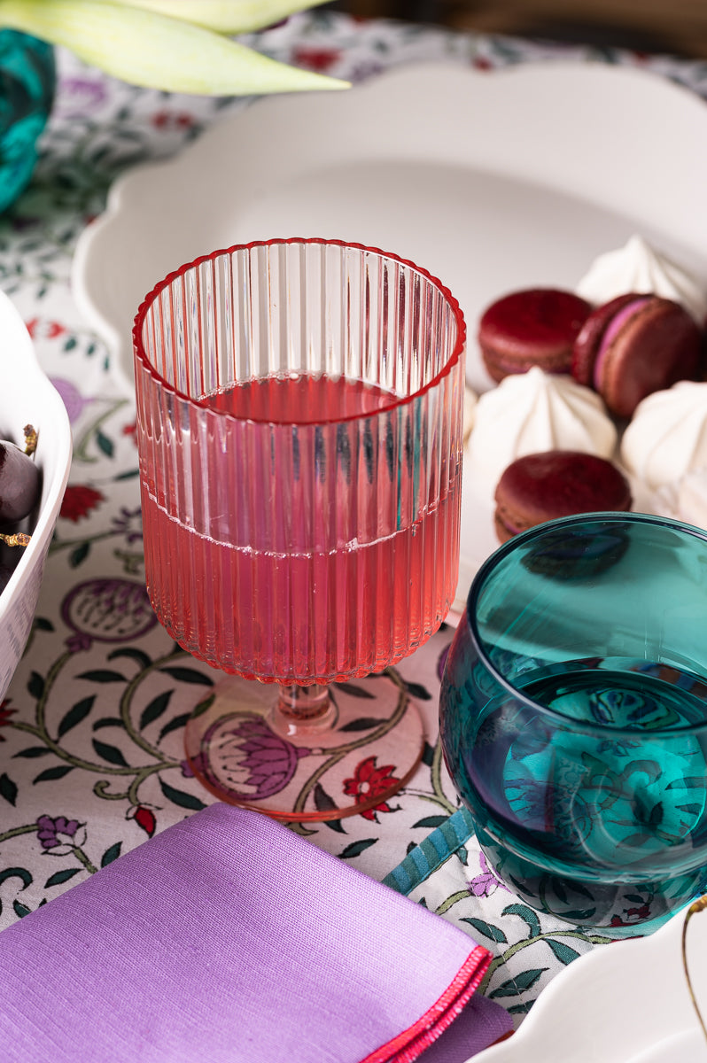 Fluted Stacking Acrylic Goblet, Pink (Set of 4)