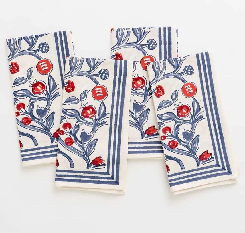 Emma Red and Blue Napkins (Set of 4)