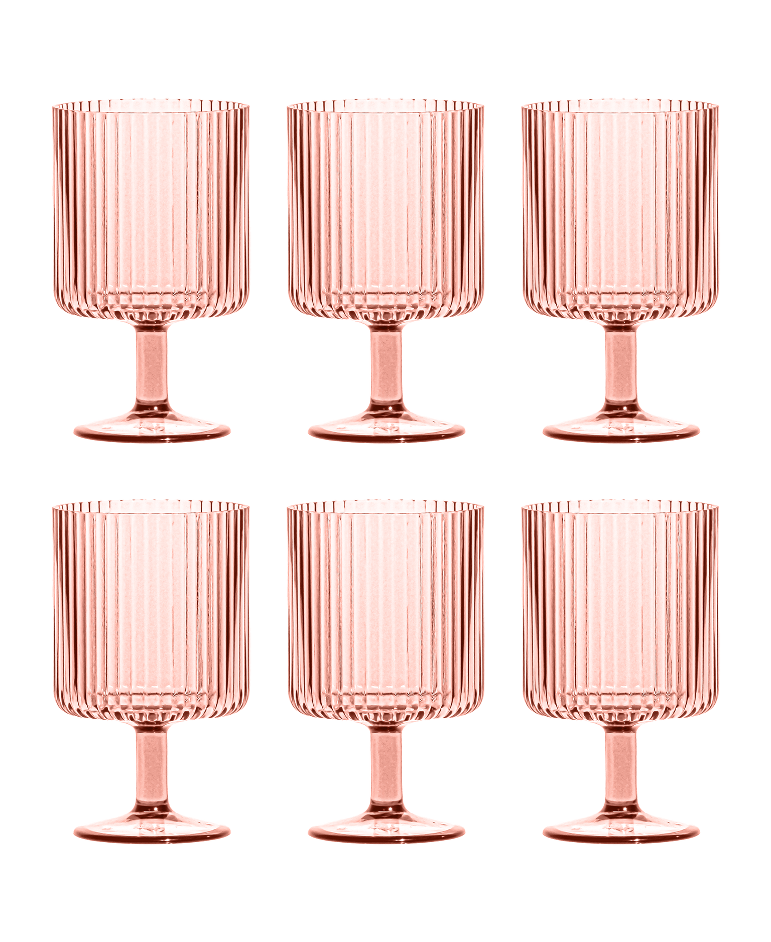 Fluted Stacking Acrylic Goblet, Pink (Set of 4)