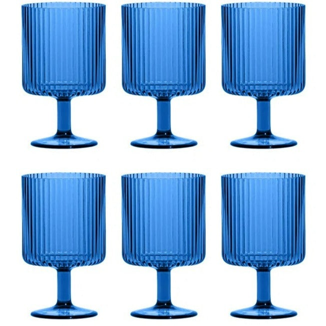 Fluted Stacking Acrylic Goblet, Cobalt Blue  (Set of 4)