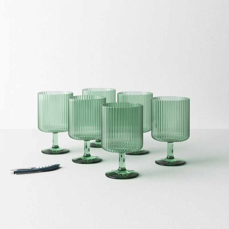 Fluted Stacking Acrylic Goblet, Sage (Set of 4)