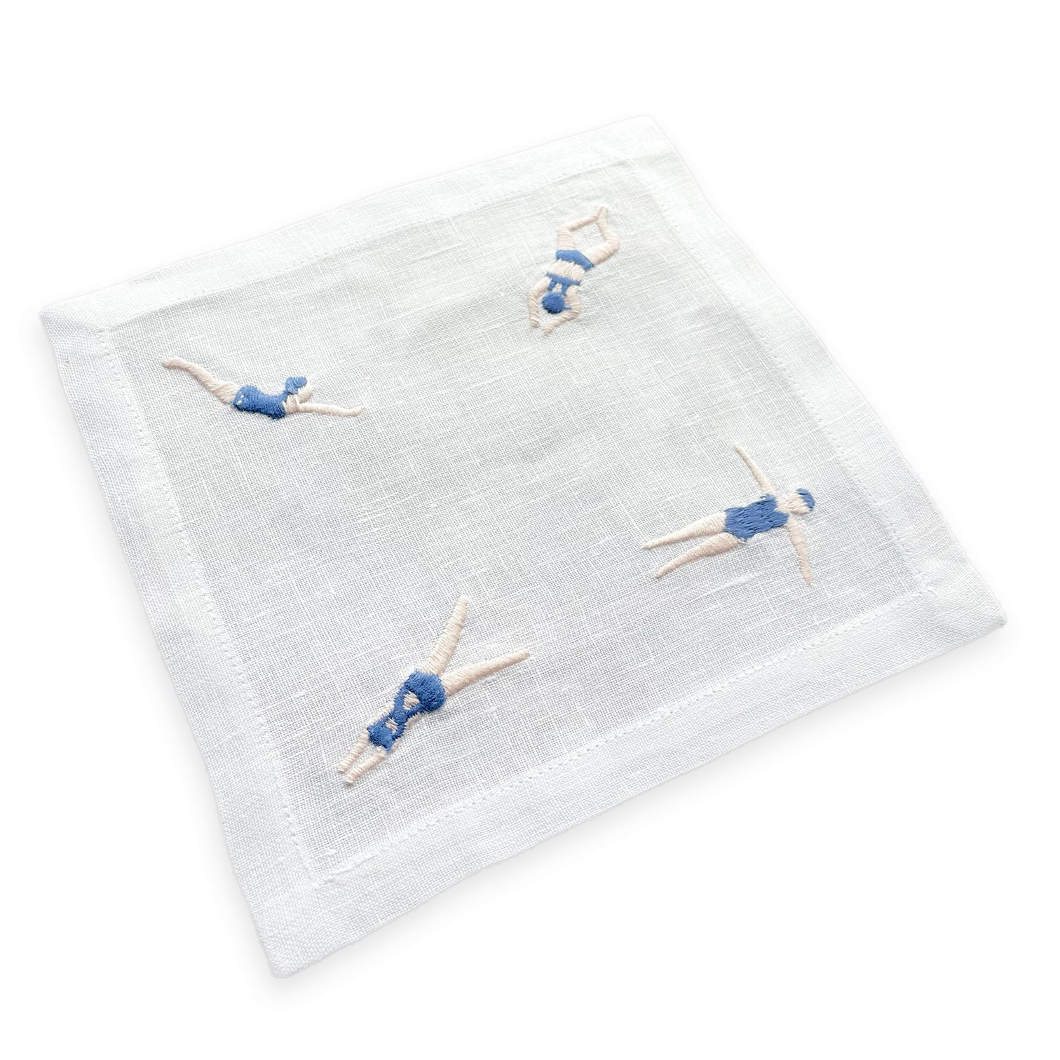 Freestyle Swim, Linen Cocktail Napkins (Set of 4)
