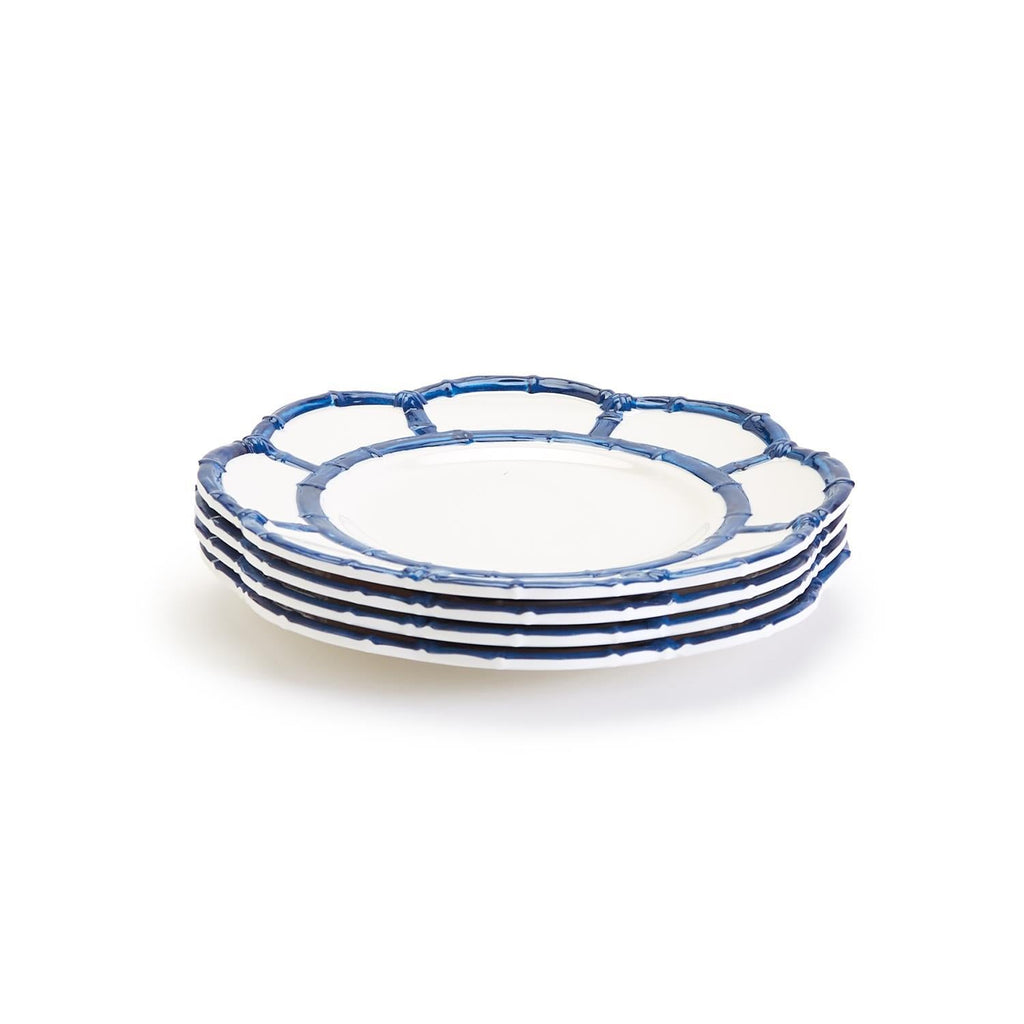 Blue Bamboo Trim Salad / Dessert Plates (Set of 4)