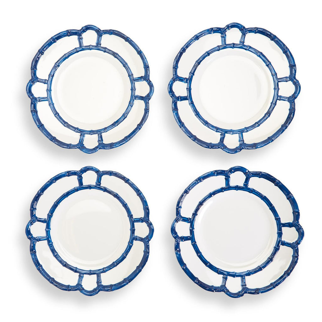 Blue Bamboo Trim Dinner Plates (Set of 4)