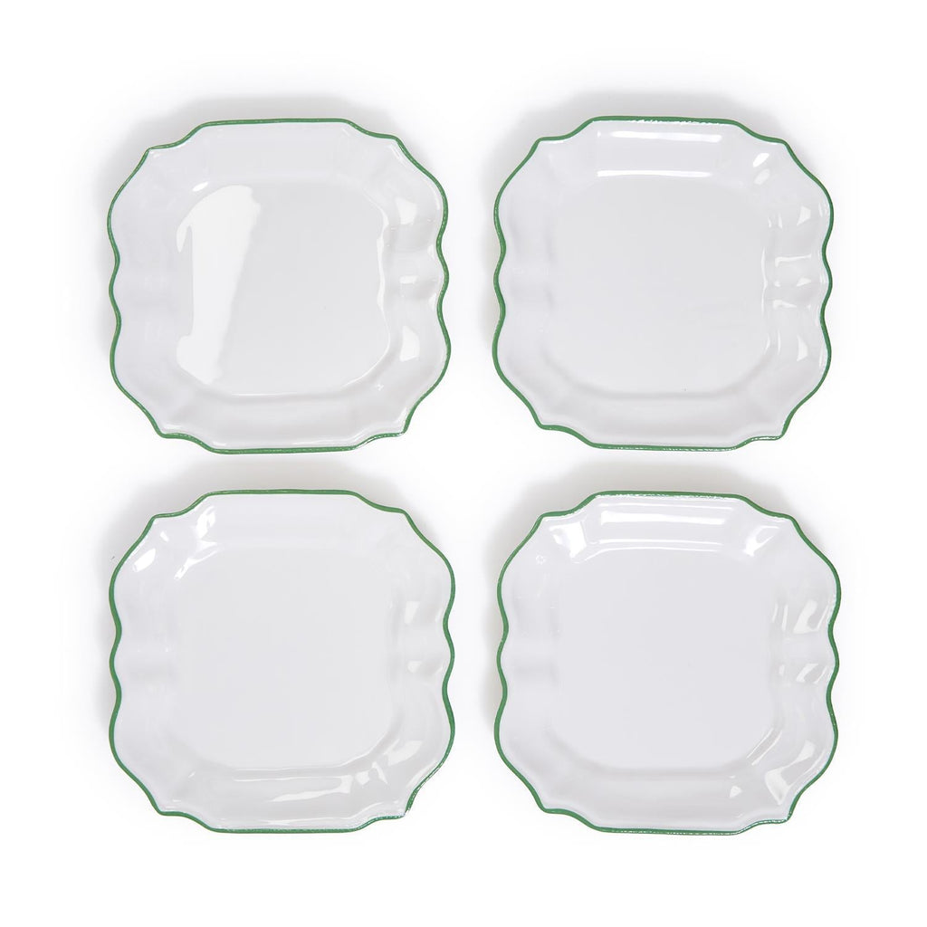 Garden Green Scalloped Appetizer & Salad Plates (Set of 4)