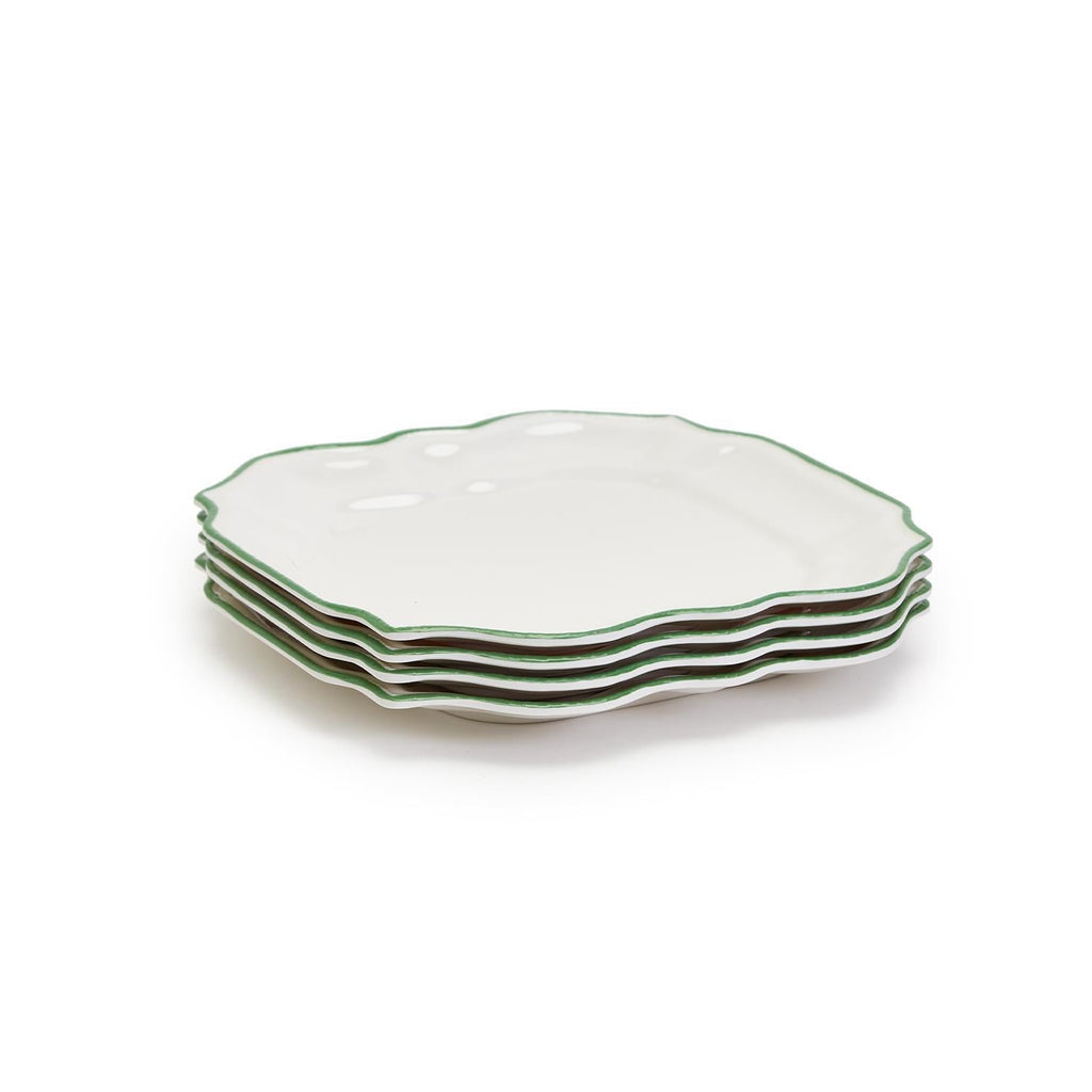 Garden Green Scalloped Appetizer & Salad Plates (Set of 4)