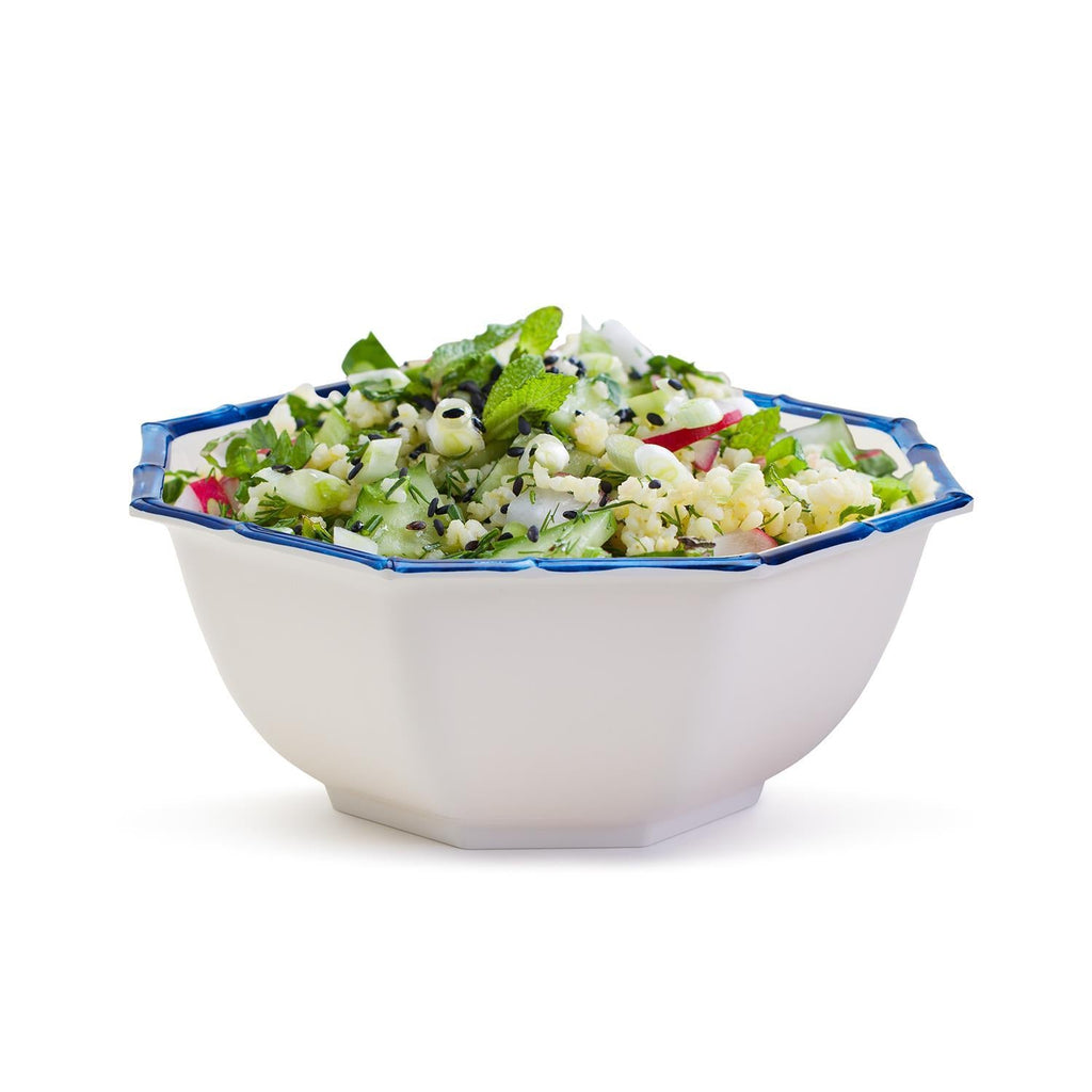 Blue Bamboo Trim Octagonal Serving Bowl