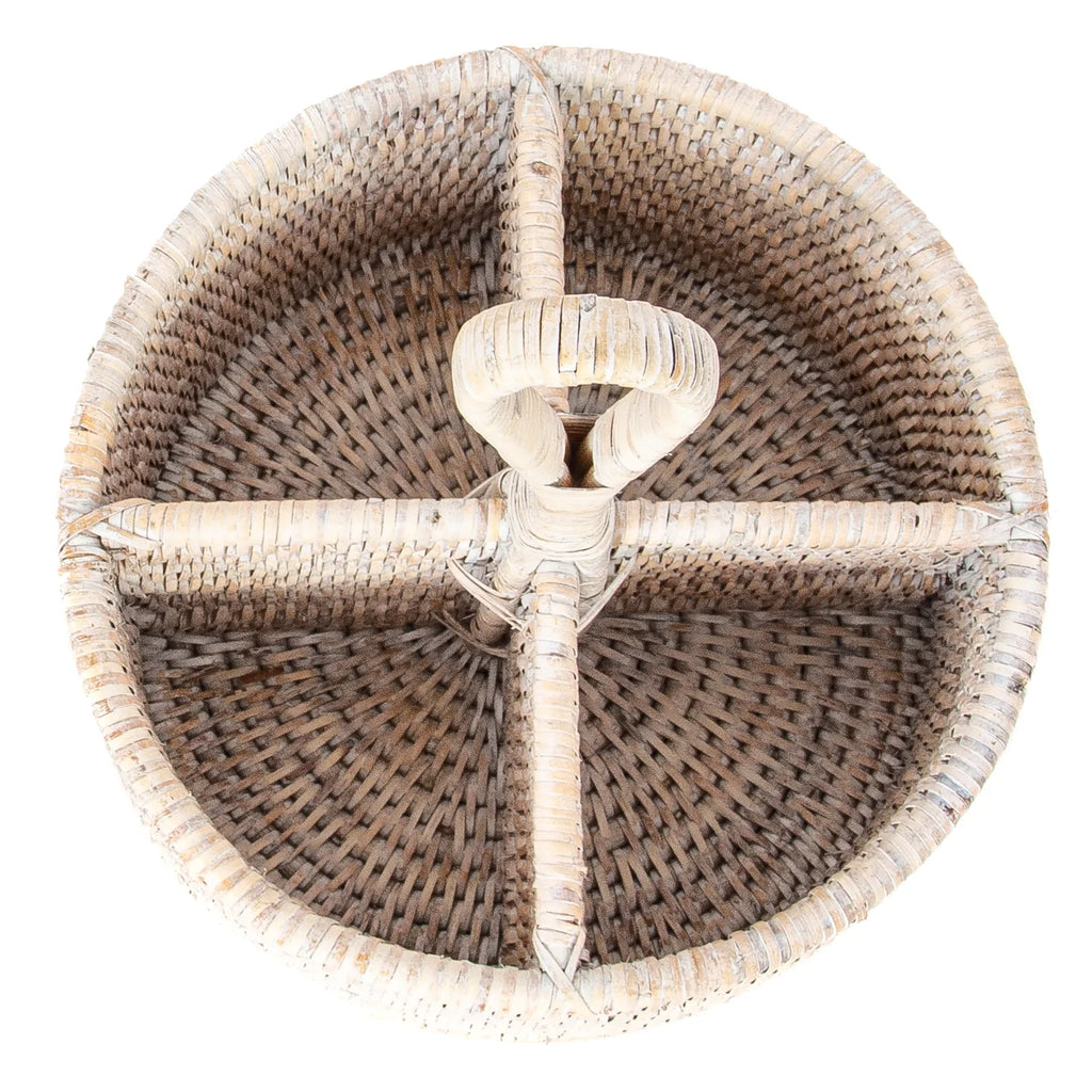 Rattan 4-Section Caddy or Cutlery Holder