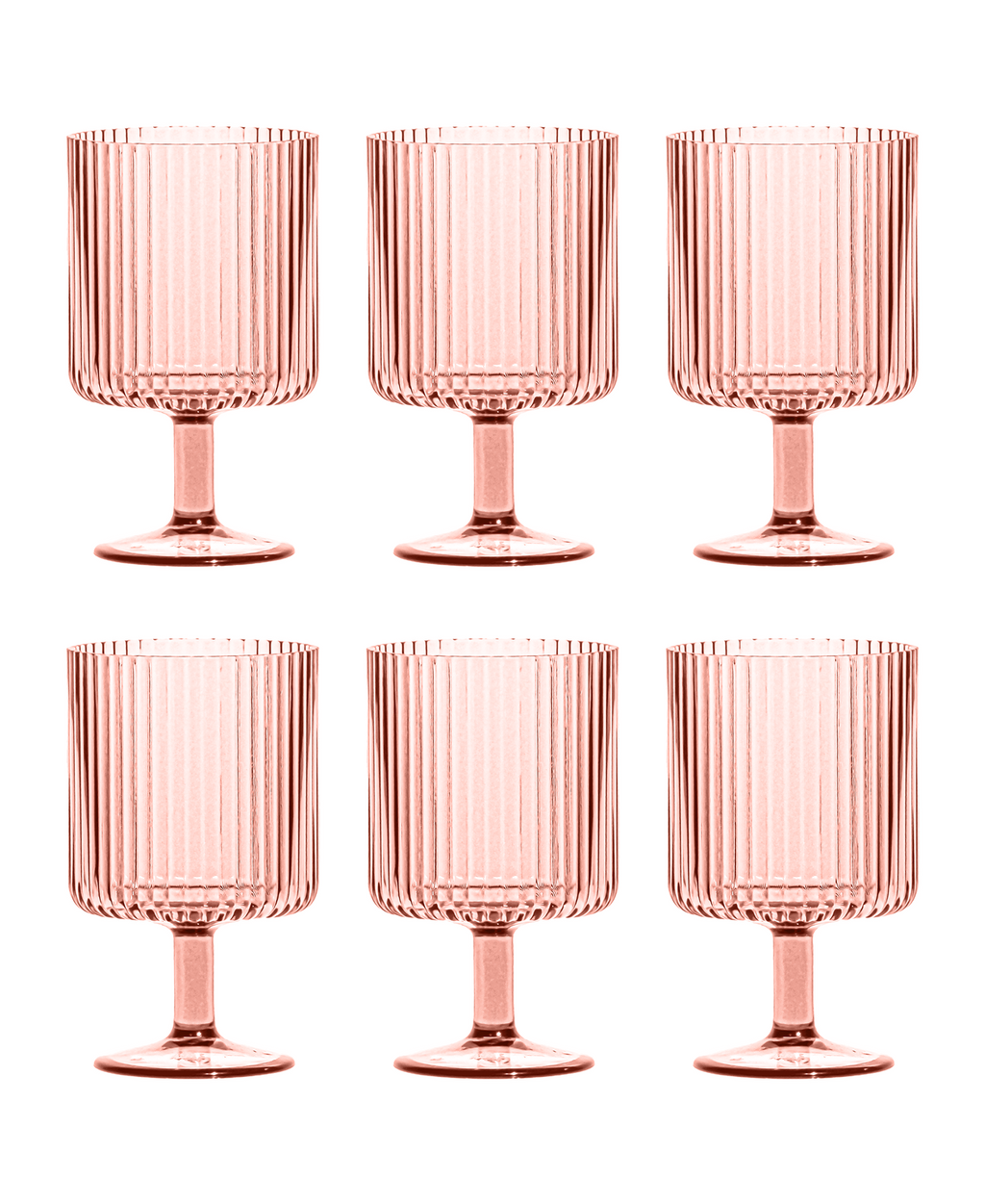 Fluted Stacking Acrylic Goblet, Pink (Set of 4)
