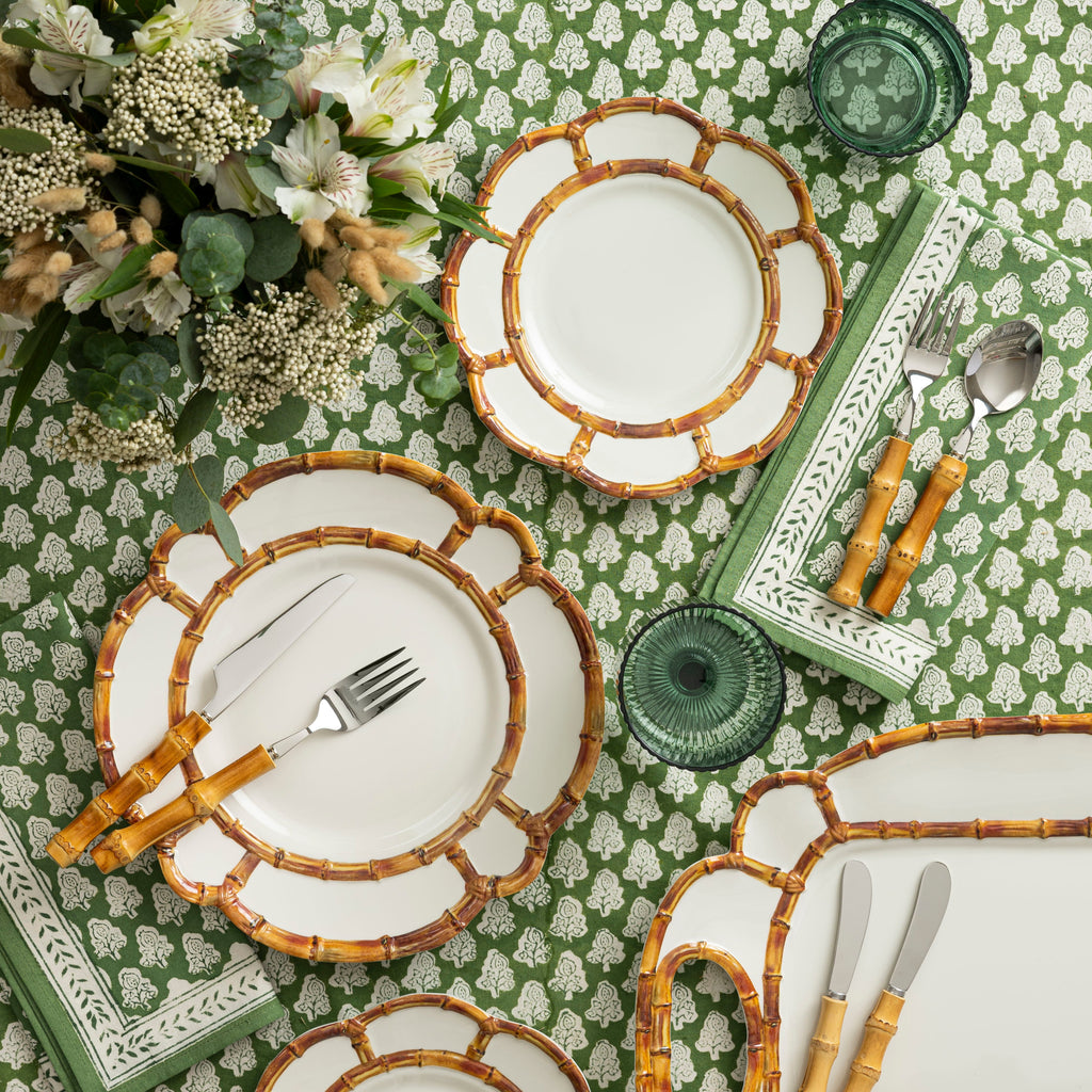 Green Pom 90" Round Tablecloth